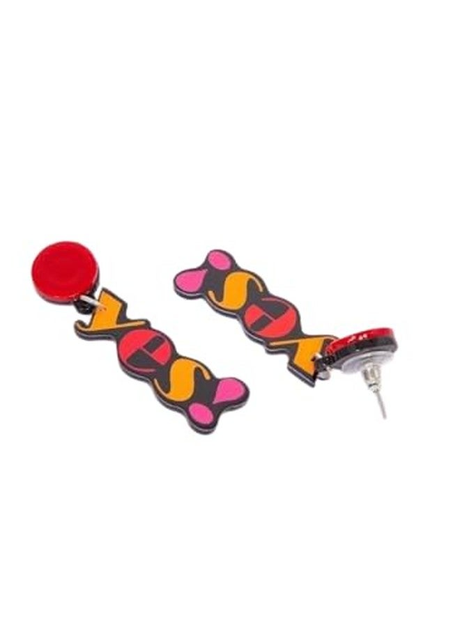Radhya Accessories Funky Earrings for Women Quirky Earrings for Girls Fashion Accessories Danglers Acrylic Earrings Funky Jewellery kiss earrings (1 pair) (yes) - Image 1