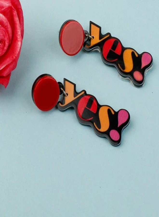 Radhya Accessories Funky Earrings for Women Quirky Earrings for Girls Fashion Accessories Danglers Acrylic Earrings Funky Jewellery kiss earrings (1 pair) (yes) - Image 2