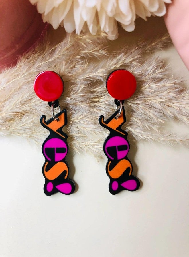 Radhya Accessories Funky Earrings for Women Quirky Earrings for Girls Fashion Accessories Danglers Acrylic Earrings Funky Jewellery kiss earrings (1 pair) (yes) - Image 3