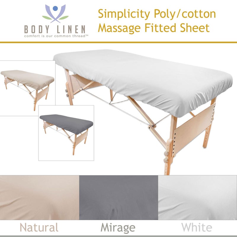 Body Linen Body Linen Simplicity Poly Cotton Massage Table Fitted Sheets - 180 Thread Count. Roomy Fit for Tables 28-32 inches Wide  Soft and Durable. Available in White  Natural and Gray. (Natural 1 Pack)  - Image 3
