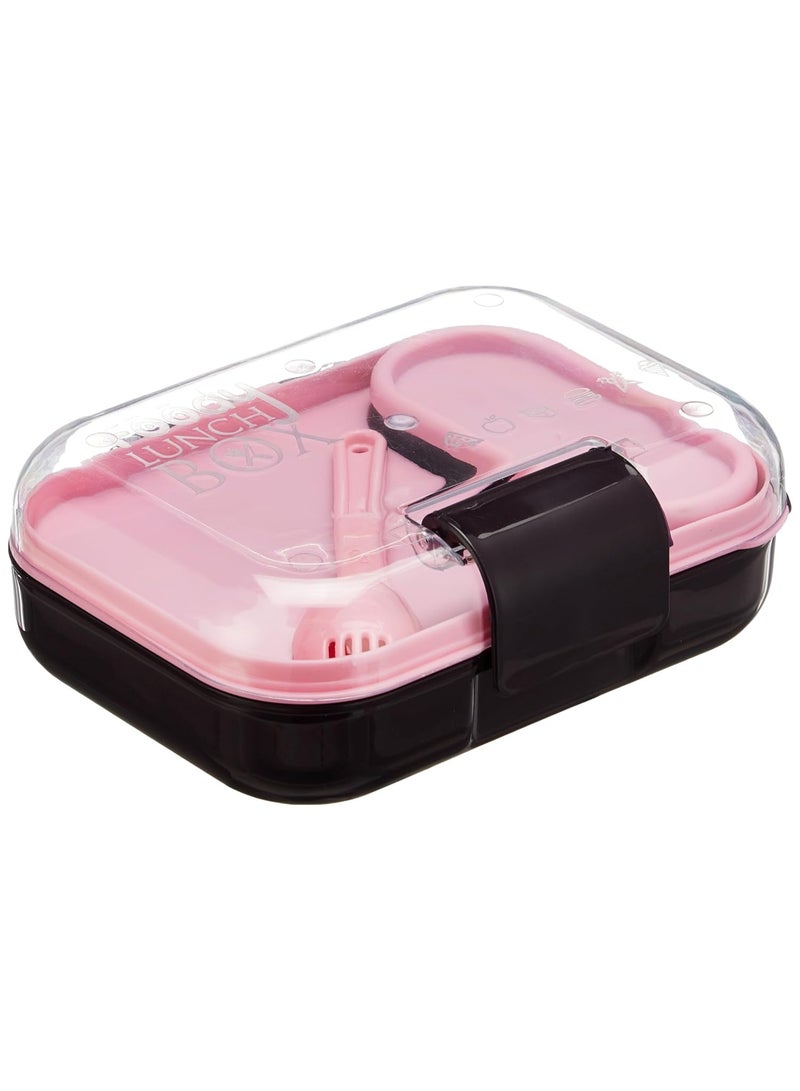 ATTRO Food Bite Kids Plastic Lunch Box 3 Compartments 1 Small Container and Spoon with Stylish Lid BPA Free Freezer Safe Ideal for School Travel500 ml - Image 3