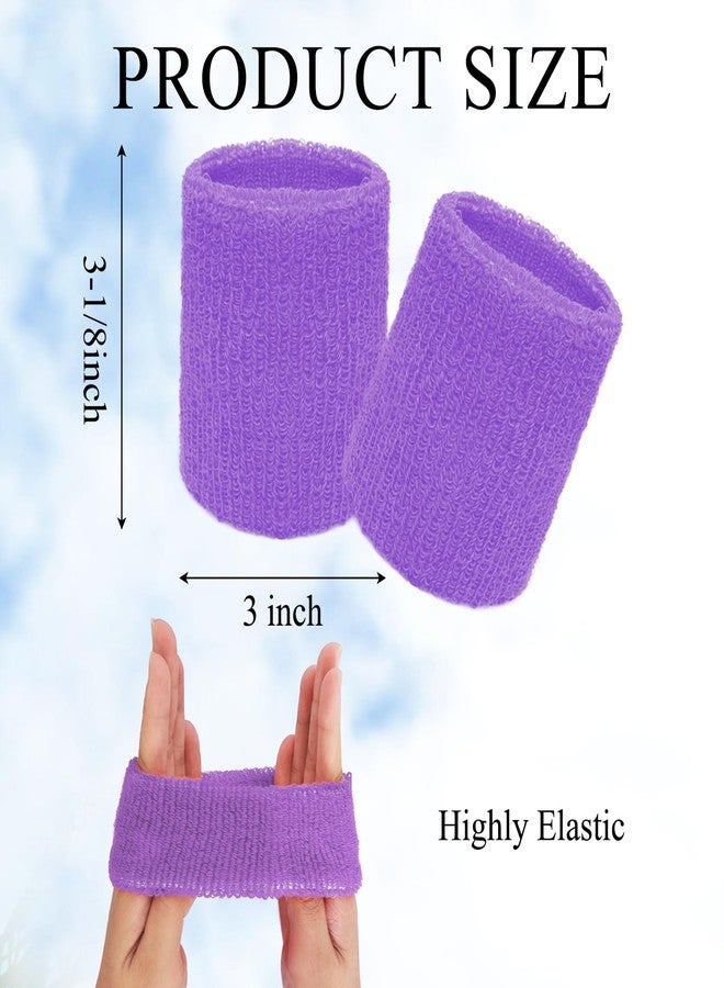 Fumwase 6 Pairs Colorful Sports Wristbands Cotton Wrist Sweatbands for Competitions Basketball Football Running Tennis Golf Activity (Rose, Green, Blue, Orange, Pink, Purple) - Image 2