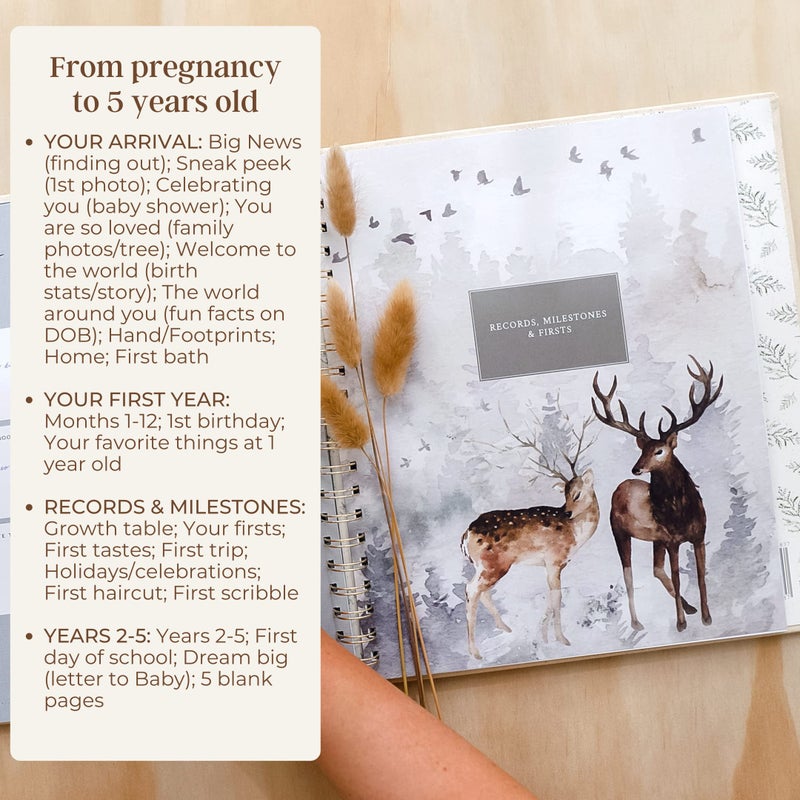 Peachly Unisex Baby Memory Book, Minimalist Baby Book First Year Baby Book Keepsake for Milestones, Linen Baby Books First Year Memory Book, Simple Baby Scrapbook for Boy Girl Milestones - Image 5