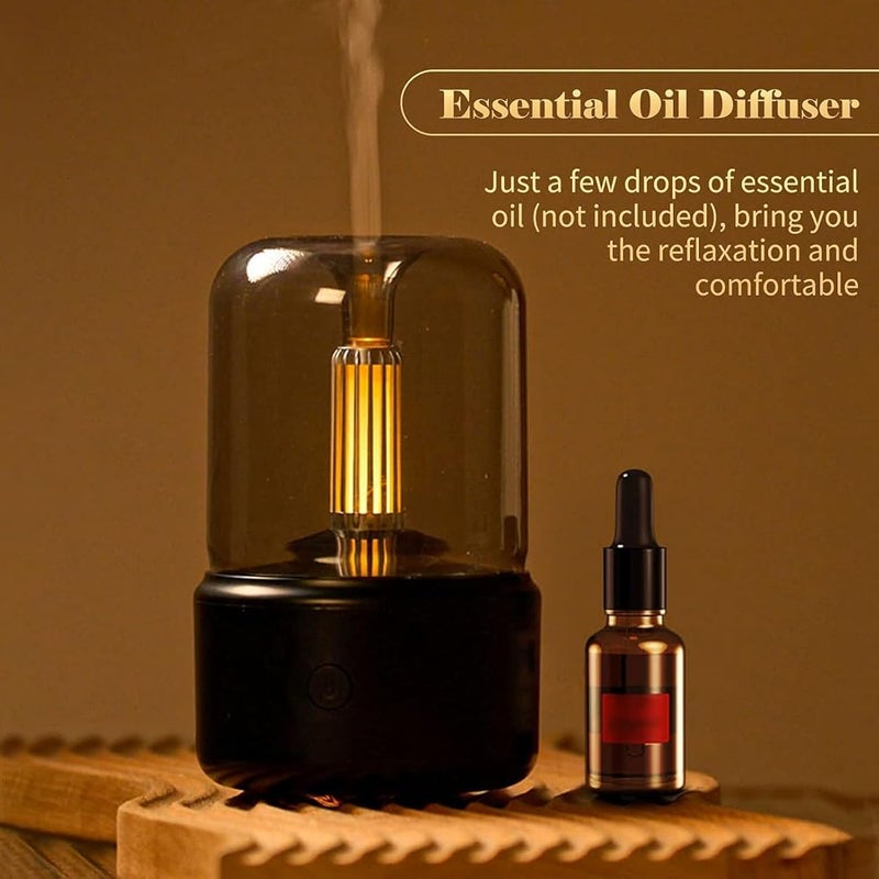 OASIS-TH Aromatherapy Essential Oil Diffuser with LED Candle Light, Glass Dome Design, Black - Image 4