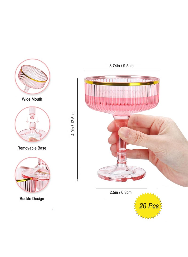 Drink Glasses with Gold Rim, 20 Pack, 207ml, Stackable, Reusable, Wide Mouth, for Wedding, Party, Drink, or Desserts (Pink) - Image 2