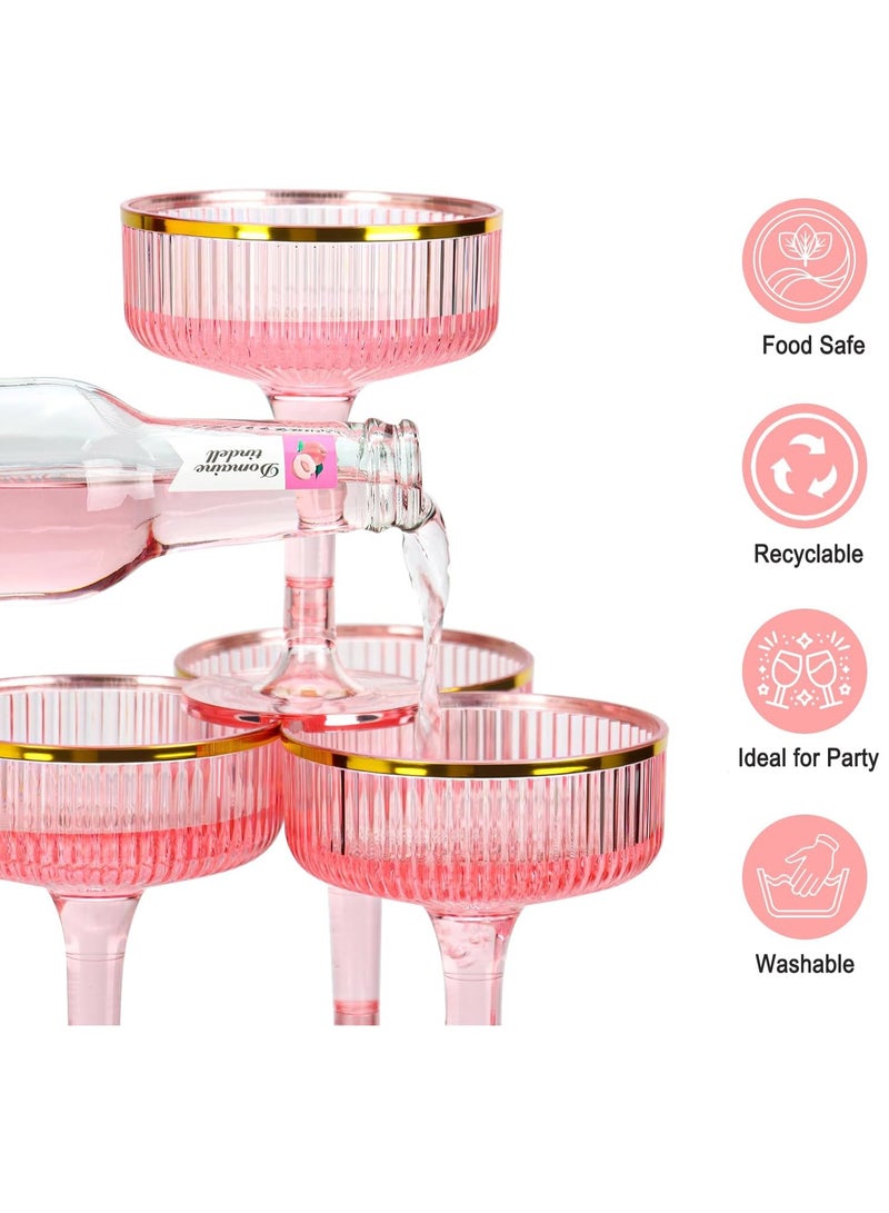 Drink Glasses with Gold Rim, 20 Pack, 207ml, Stackable, Reusable, Wide Mouth, for Wedding, Party, Drink, or Desserts (Pink) - Image 3