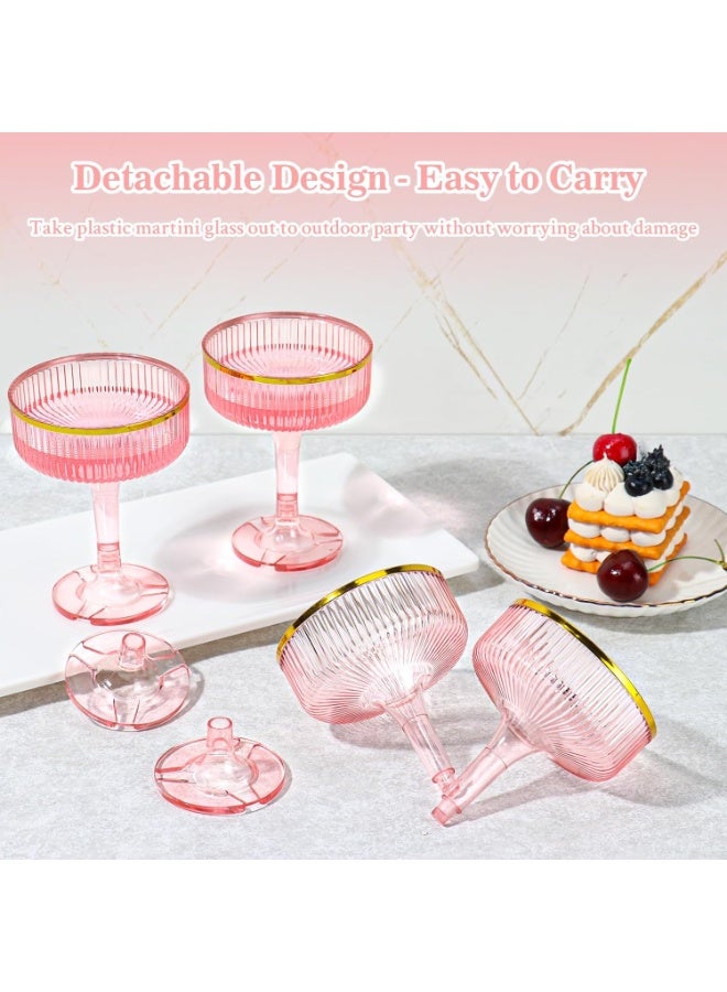 Drink Glasses with Gold Rim, 20 Pack, 207ml, Stackable, Reusable, Wide Mouth, for Wedding, Party, Drink, or Desserts (Pink) - Image 4