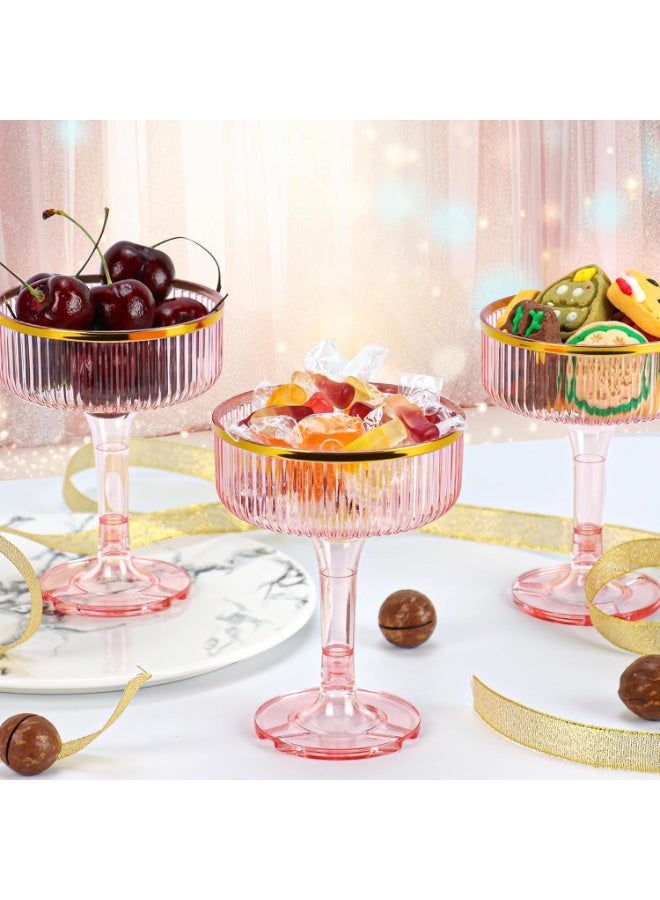 Drink Glasses with Gold Rim, 20 Pack, 207ml, Stackable, Reusable, Wide Mouth, for Wedding, Party, Drink, or Desserts (Pink) - Image 5