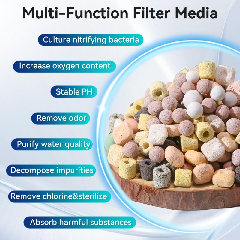 FKSC 12-in-1 Aquarium Filter Media for Freshwater & Marine Tanks, Bio Filter Mix with Ceramic Rings & Bio Balls, Helps Maintain Clear Water for Sump, Pond & Koi Fish Tanks - Image 3