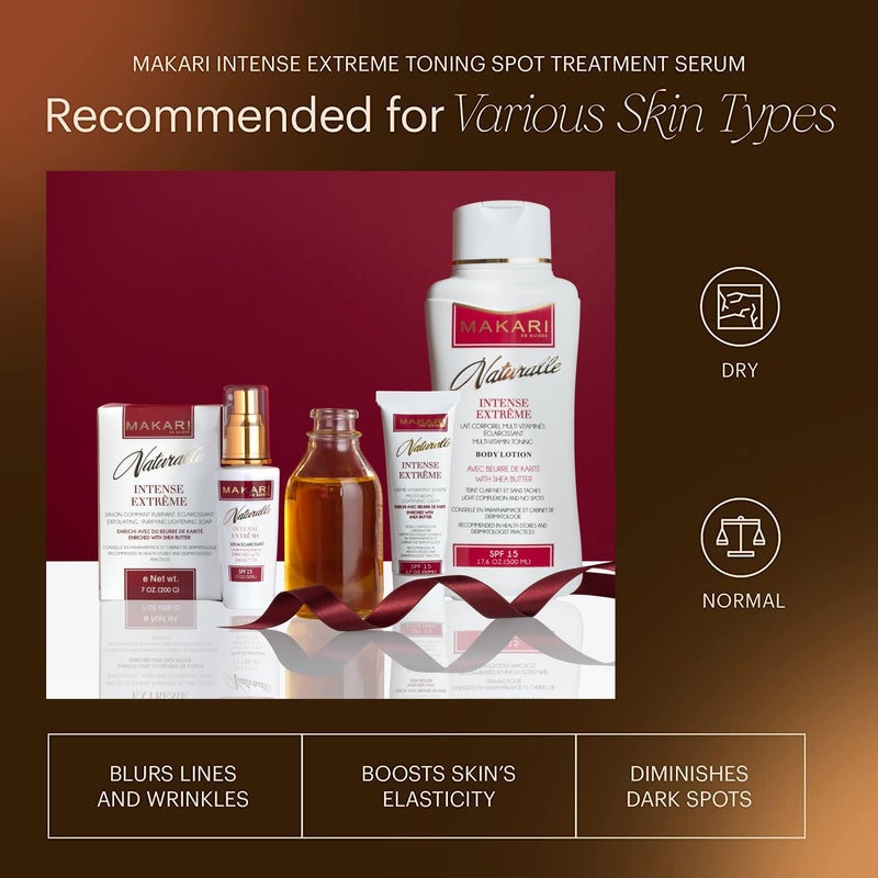 Makari Intense Extreme Toning Spot Treatment Serum SPF15 (1.7 oz) | Skin-Rejuvenating Serum with Shea Butter for Dry to Normal Skin Types | Helps Fade Blemishes, Soothe Wrinkles, and Brighten Skin - Image 5