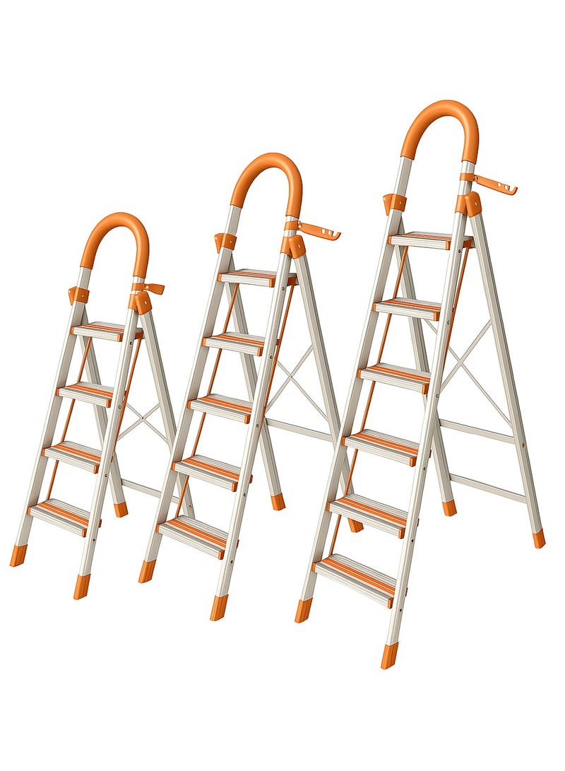 SUNRISE Folding Aluminum Step Ladder Lightweight Anti Slip with Tool Hook for Indoor Home Use  - Image 1