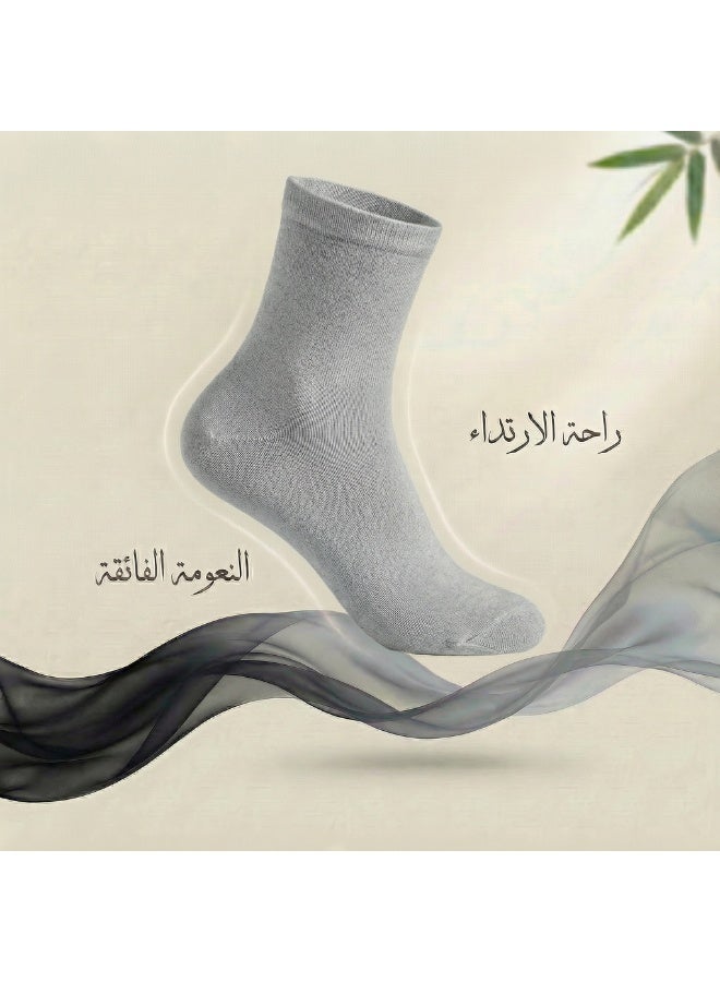 دودوليزا شراب رجالي لمرضى السكري من البامبو بتقنية نانو الفضة مضاد للبكتيريا مقاس طويل رمادي 5 أزواج - Image 3