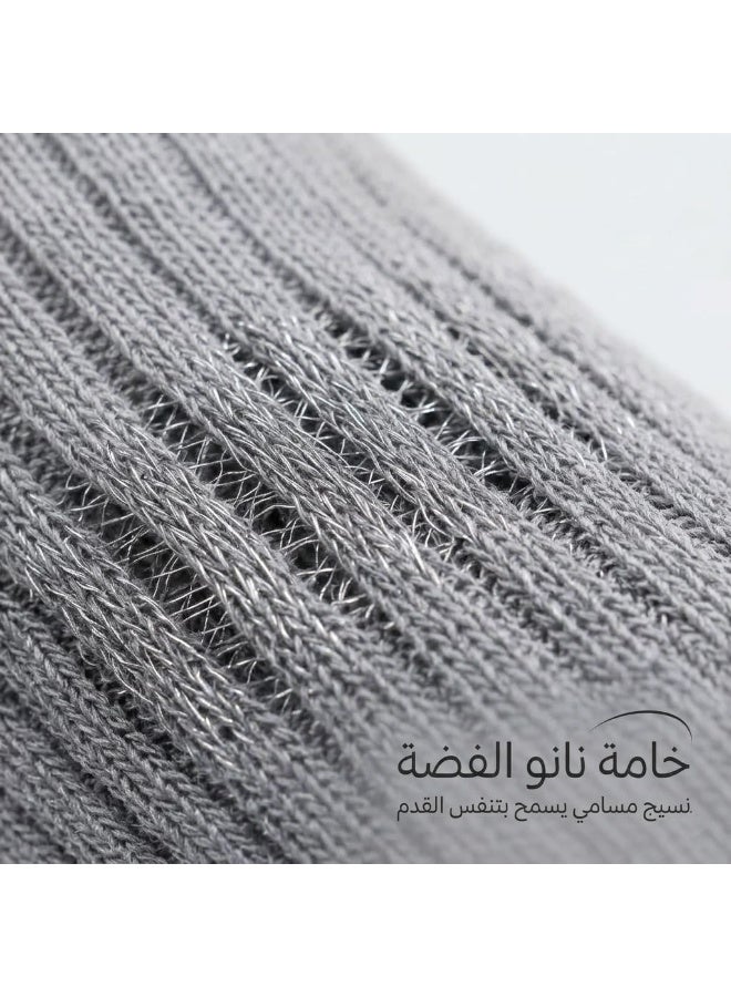 دودوليزا شراب رجالي لمرضى السكري من البامبو بتقنية نانو الفضة مضاد للبكتيريا مقاس طويل رمادي 5 أزواج - Image 2