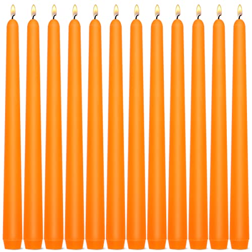 BERYSCEN 12 Pcs Orange Taper Candles, 10×7/8 Inch Thin Candlesticks, Great for Halloween Fall Dinner Party and Emergency - Image 1