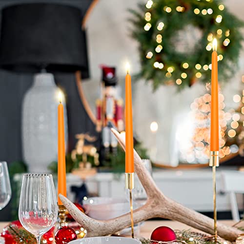 BERYSCEN 12 Pcs Orange Taper Candles, 10×7/8 Inch Thin Candlesticks, Great for Halloween Fall Dinner Party and Emergency - Image 3