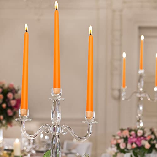 BERYSCEN 12 Pcs Orange Taper Candles, 10×7/8 Inch Thin Candlesticks, Great for Halloween Fall Dinner Party and Emergency - Image 2