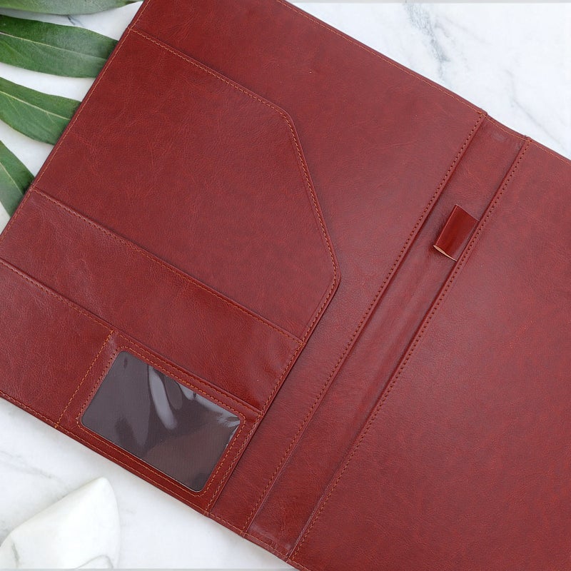 Business Padfolio Folder: Multi-Pocket A4 File Folder Organizer PU Leather - Business Padfolio Clipboard Document Holder - Office Supplies - Image 2