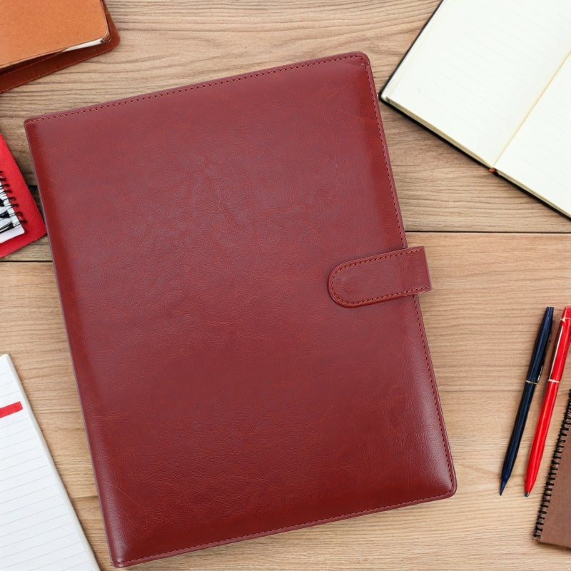 Business Padfolio Folder: Multi-Pocket A4 File Folder Organizer PU Leather - Business Padfolio Clipboard Document Holder - Office Supplies - Image 4