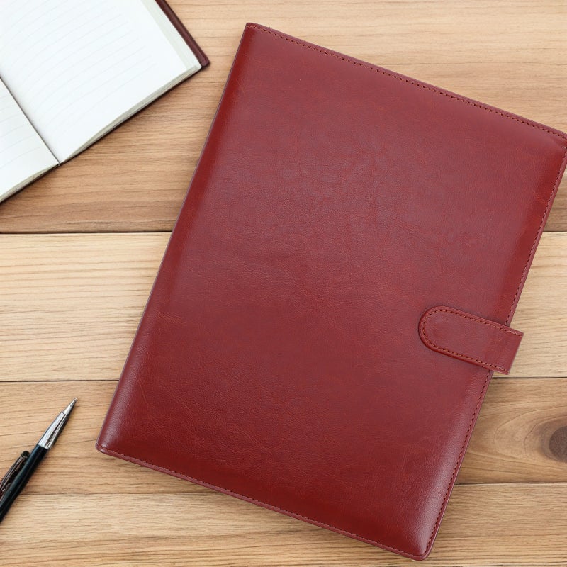 Business Padfolio Folder: Multi-Pocket A4 File Folder Organizer PU Leather - Business Padfolio Clipboard Document Holder - Office Supplies - Image 5