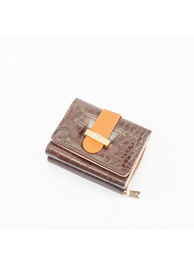 Generic Leather Flip Wallet & Card Holder with Multiple  Pockets Coffee  - Image 1