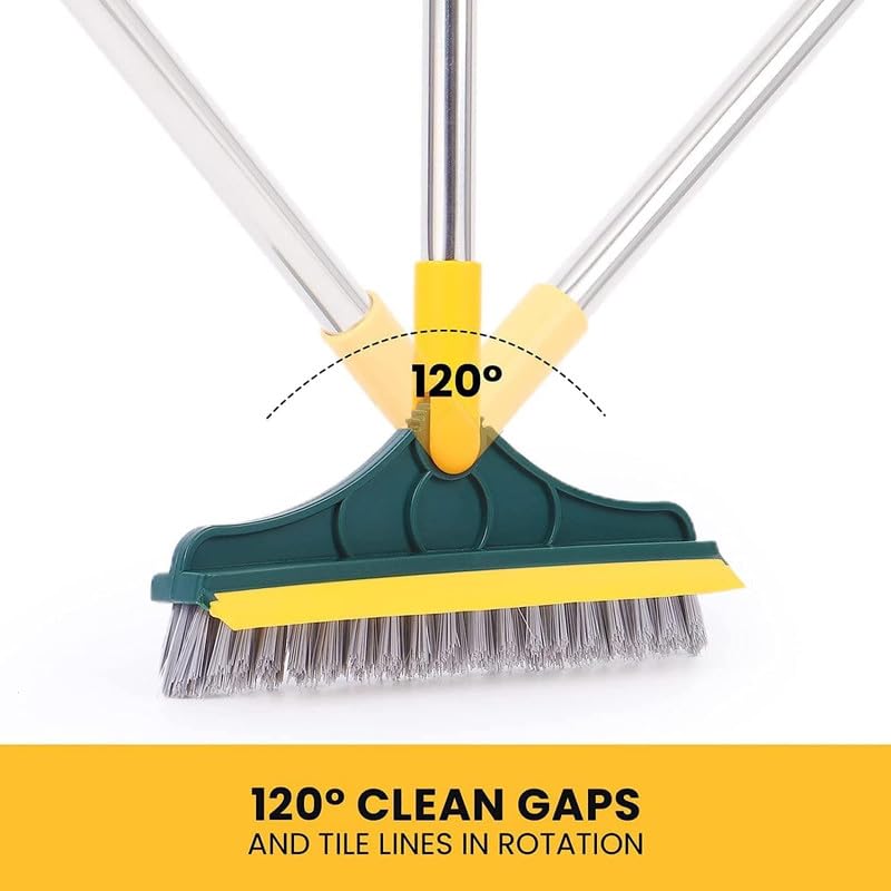 Snuloza 2 in 1 Tiles Cleaning Brush Dual Sided Scrubber for Bathroom Kitchen and Grout Cleaning Ergonomic Handle for Easy Grip Effective for Stubborn Dirt and Stains Green - Image 3