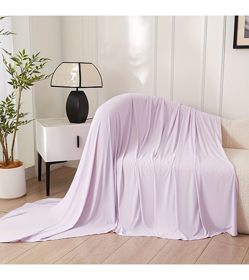 Lightweight Breathable Summer Bed Blanket Lilac Purple 59.06 Inch By 78.74 Inch Cooling Sensation Very Soft Comfortable Ideal For Bedroom Office Outdoors Car Summer Air Conditioning Blanket - Image 3