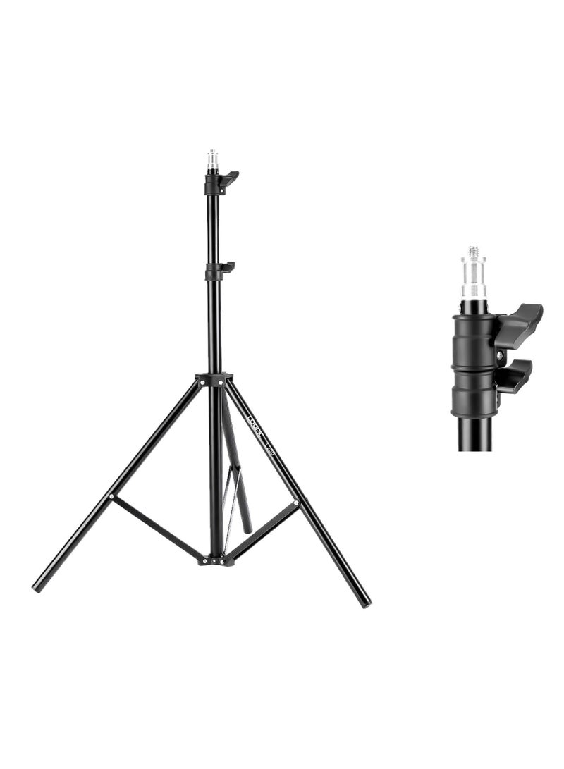 Coopic حامل ثلاثي القوائم COOPIC L200 II المصنوع من الألومنيوم للتصوير الفوتوغرافي، حامل ثلاثي القوائم قوي وقابل للتعديل بطول 200 سم للمصابيح العاكسة وصناديق الضوء والأضواء والمظلات، سعة تحميل: 5 كجم، أسود - Image 1