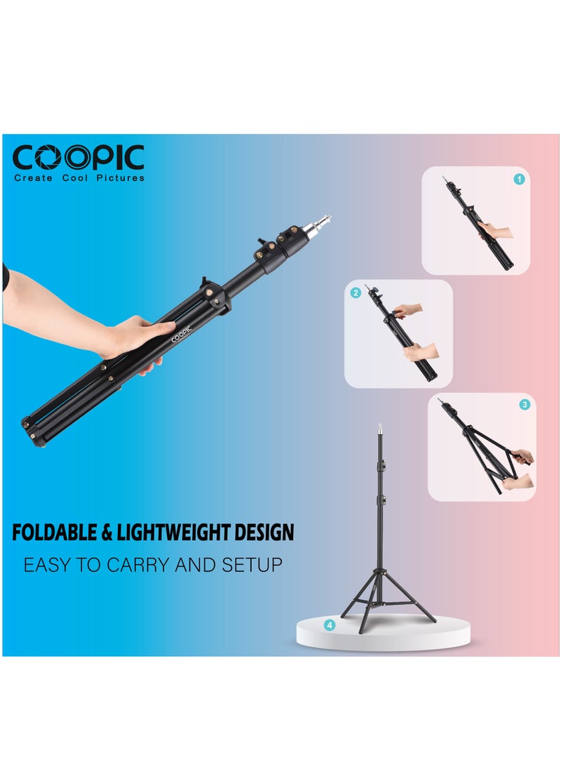Coopic COOPIC L200 II Aluminum Light Photography Tripod Stand, 200cm Adjustable Sturdy Tripod Stand for Reflectors, Softboxes, Lights, Umbrellas, Load Capacity: 5kg Black  - Image 2