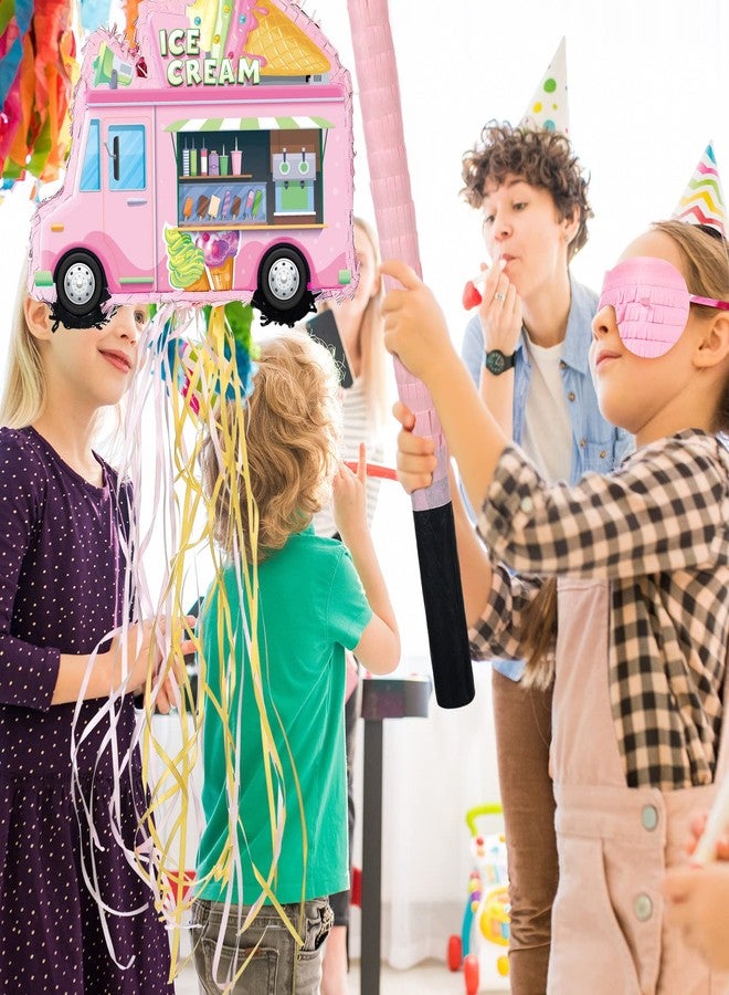 Ferraycle Ice Cream Truck Piñata Ice Cream Party Birthday Decorations Ice Cream Piñata with Blindfold, Stick and Confetti for Kids Girls Birthday Summer Candy Theme Party Baby Shower - Image 5
