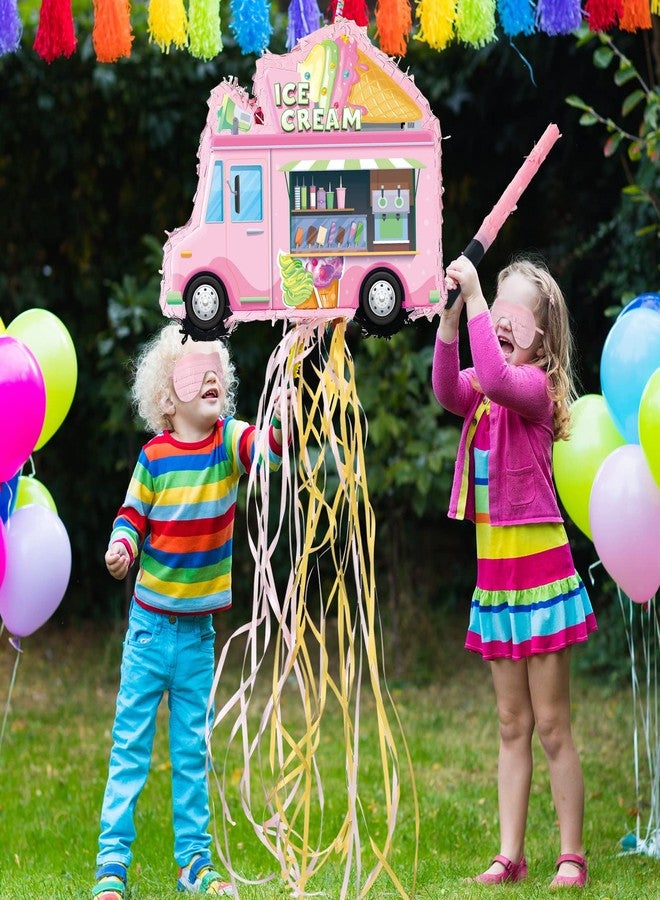 Ferraycle Ice Cream Truck Piñata Ice Cream Party Birthday Decorations Ice Cream Piñata with Blindfold, Stick and Confetti for Kids Girls Birthday Summer Candy Theme Party Baby Shower - Image 4