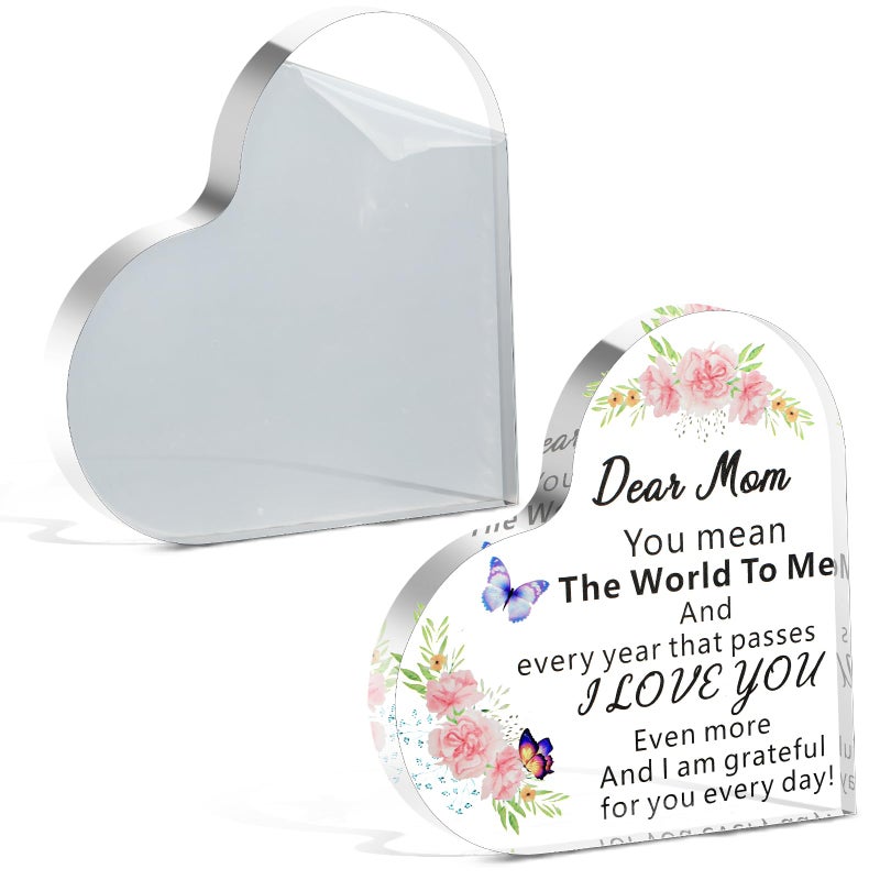 Suzile 2 Pack Blank Acrylic Signs DIY Clear Acrylic Sheets for Mom Sister Friend Coworker Heart Shaped Desk Decor for Christmas Reception Table Decoration Party Centerpiece Favors - Image 1