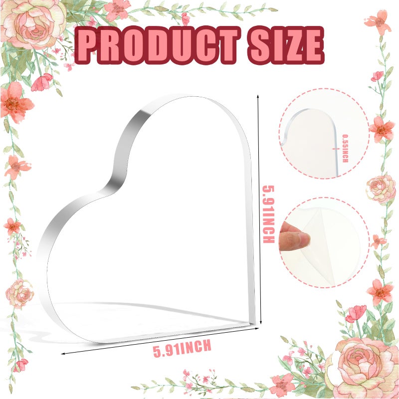 Suzile 2 Pack Blank Acrylic Signs DIY Clear Acrylic Sheets for Mom Sister Friend Coworker Heart Shaped Desk Decor for Christmas Reception Table Decoration Party Centerpiece Favors - Image 2