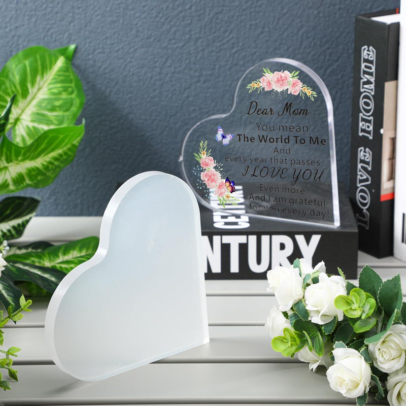 Suzile 2 Pack Blank Acrylic Signs DIY Clear Acrylic Sheets for Mom Sister Friend Coworker Heart Shaped Desk Decor for Christmas Reception Table Decoration Party Centerpiece Favors - Image 4
