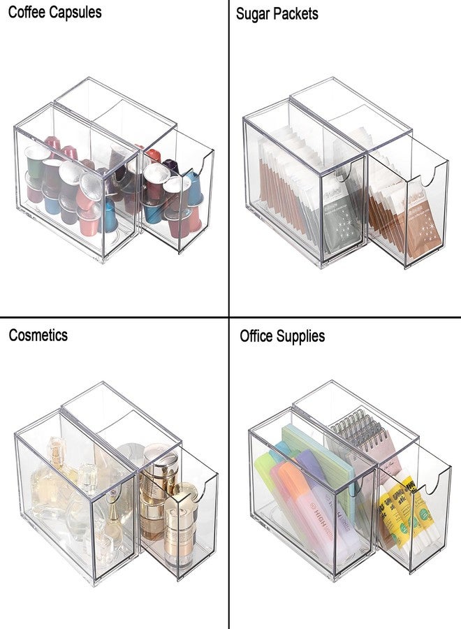 ELLDOO 2 Drawers Tea Bag Organizer, Clear Acrylic Stackable Tea Bag Storage Holder for Kitchen Pantry, Coffee Pod Snack Storage for Countertop Cabinet - Image 3