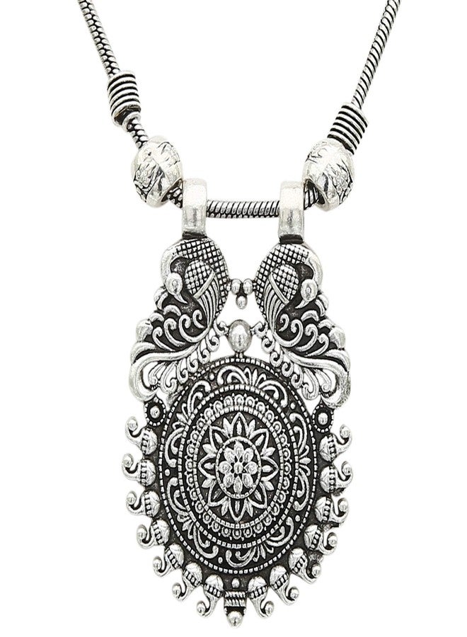Sasitrends Traditional Oxidized German Silver Necklace for Women & Girls (Silver) - Image 1