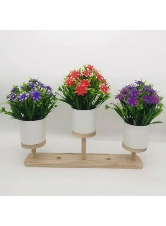 Pink Artificial Bonsai Tree In Pot Low Maintenance Indoor Outdoor Decor - Image 1