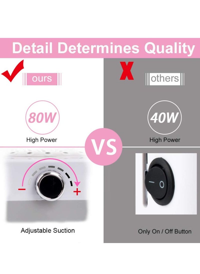KASTWAVE - Nail Dust Collector Vacuum Machine for Acrylic Nails, 80W Powerful Dust Collector Nail Salon and Home Use, Professional Nail Vacuum Cleaner for Nail Drill Nail File Buffer, Strong Machine Nail - Image 1