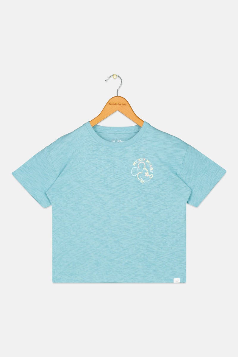 Gap x Disney Kids Boy Mickey Mouse Print Short Sleeves T-Shirt, Blue - Image 1