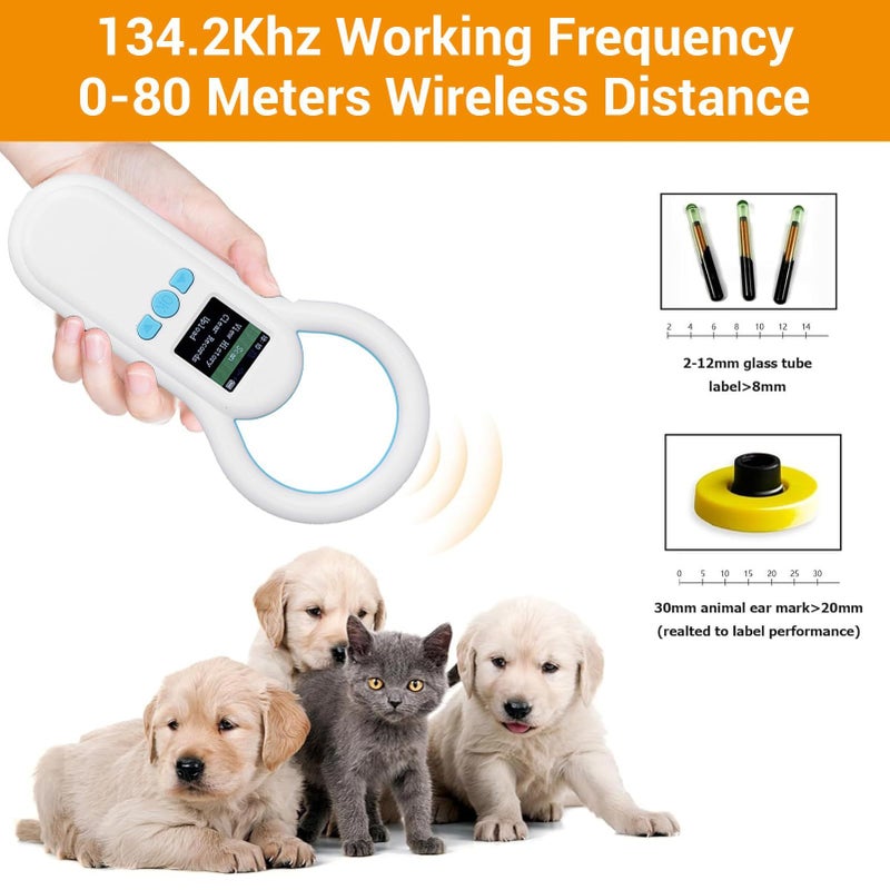 Pet Microchip Reader Scanner 134 2khz Rfid Emid Handheld Animal Chip Scanner Rechargeable Tag Reader With 500 Pieces Data Storage For Iso 11784 11785 Fdx B Id64 - Image 3