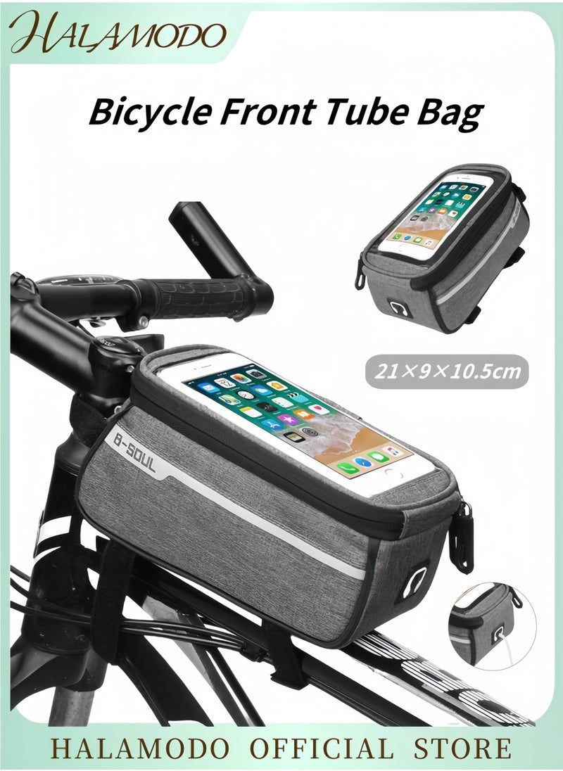 HALAMODO Bike Handlebar Bike Bag Front Frame Bag Road Mountain Bike Pouch Handlebar Mount Phone Bags Waterproof Bike Bag Cycling Accessories for Kids & Girls & Boys & Men & Women  - Image 1
