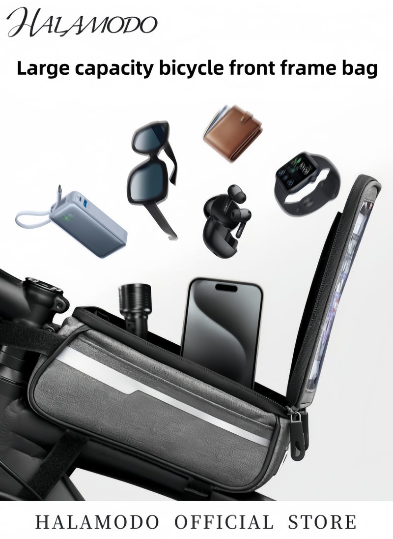 HALAMODO Bike Handlebar Bike Bag Front Frame Bag Road Mountain Bike Pouch Handlebar Mount Phone Bags Waterproof Bike Bag Cycling Accessories for Kids & Girls & Boys & Men & Women  - Image 3