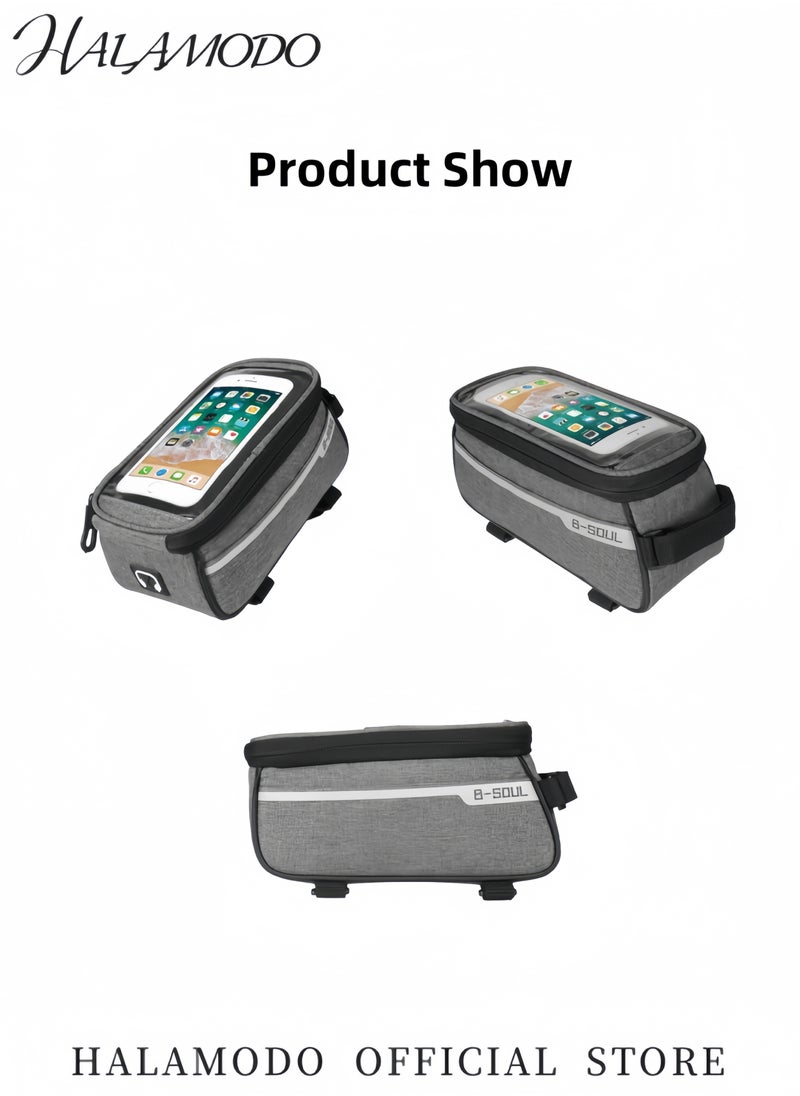 HALAMODO Bike Handlebar Bike Bag Front Frame Bag Road Mountain Bike Pouch Handlebar Mount Phone Bags Waterproof Bike Bag Cycling Accessories for Kids & Girls & Boys & Men & Women  - Image 2