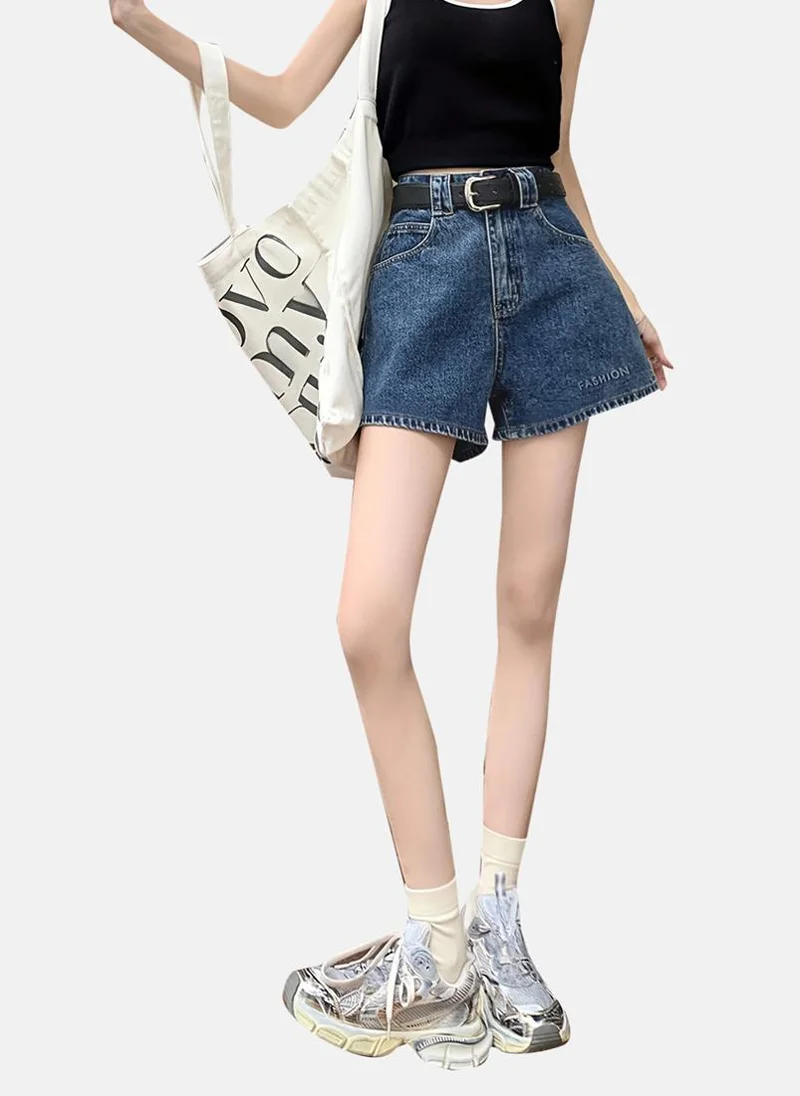 YUNIQEE Blue Solid Denim Shorts