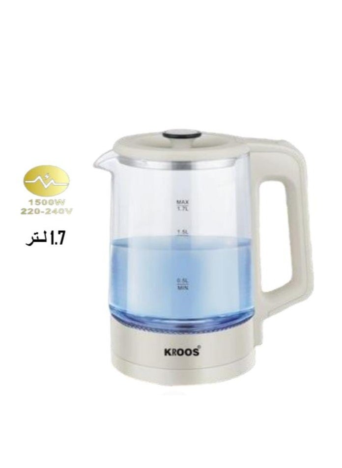 KROOS Electric Water Kettle, Fast and Safe Heating of Water in Minutes, 1.7L Capacity, Model KR-5424 