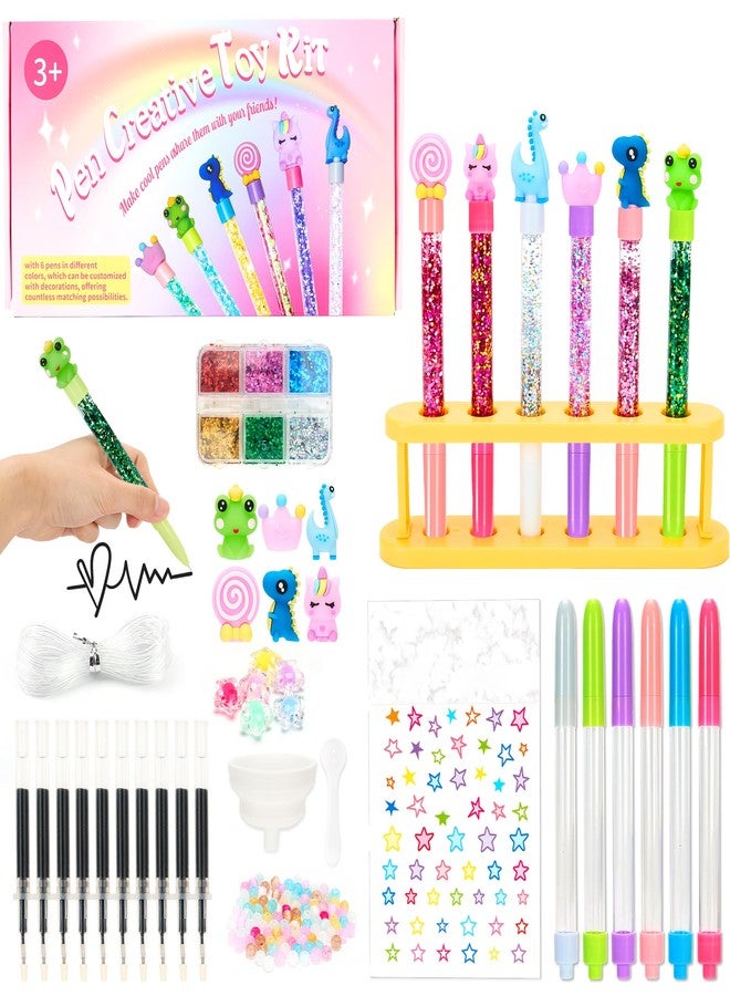 Rilcn DIY Pen Making Kit for Girls, 41 PCS Glitter Floaty Pens Craft Set, Makes 6 Sparkly Pens, Birthday Christmas Easter Gifts for Kids Tweens Ages 6 7 8 9 10 11 12 - Image 1
