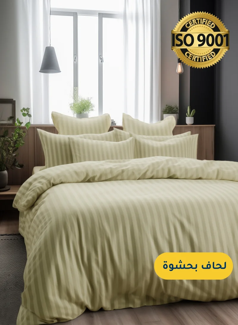 Master Home Textile Microfiber Hotel Comforter Sets, Fits 120 cm x 200 cm Size Bed, Duvet Filling Included, 5 Pcs Single Size, Hotel Stripe Pattern