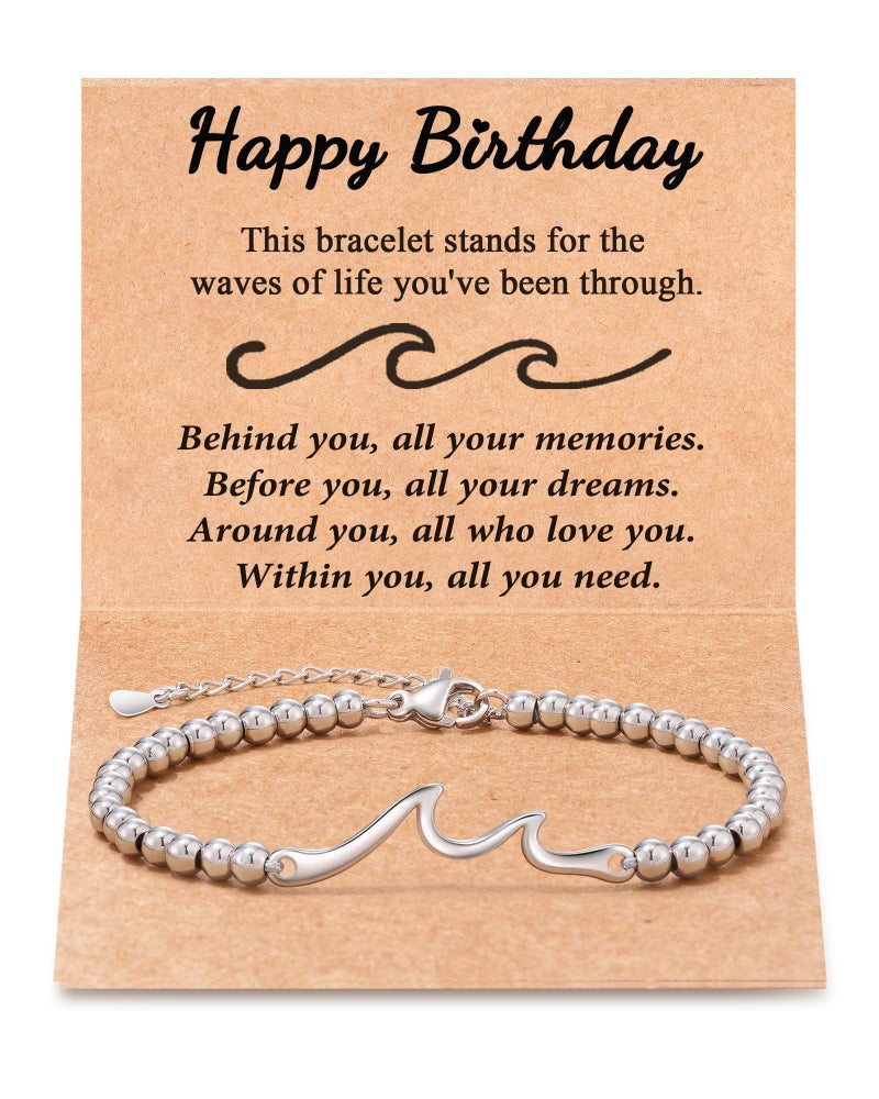 Tarsus Birthday Gifts for Women Unique, Birthday Decorations Gifts Ideas for Her Wave Bracelet Daughter Best Friend Sister 16th 18th 21st 30th 40th 50th 60th 65th 70th 75th 80th - Image 1