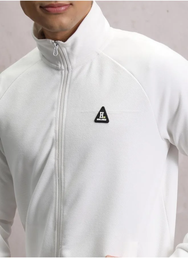 HIGHLANDER Textured Badge Detail Full Zip Sweatshirt