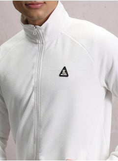 HIGHLANDER Textured Badge Detail Full Zip Sweatshirt by Styli  - Image 2