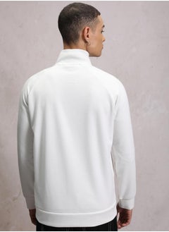 HIGHLANDER Textured Badge Detail Full Zip Sweatshirt by Styli  - Image 3